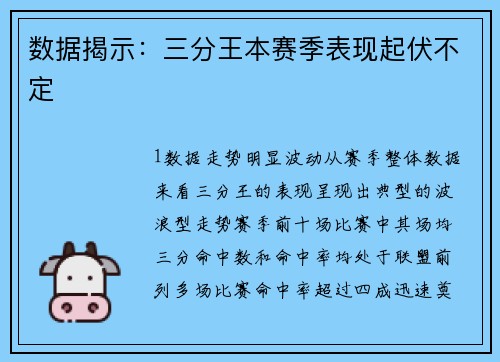 数据揭示：三分王本赛季表现起伏不定